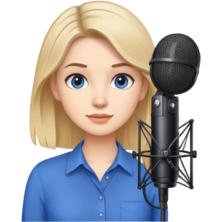 a girl with blue blouse and her job is a podcaster  emoji