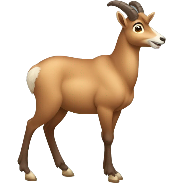 happy smiling brown chamois pointing to the left side with his hoof emoji