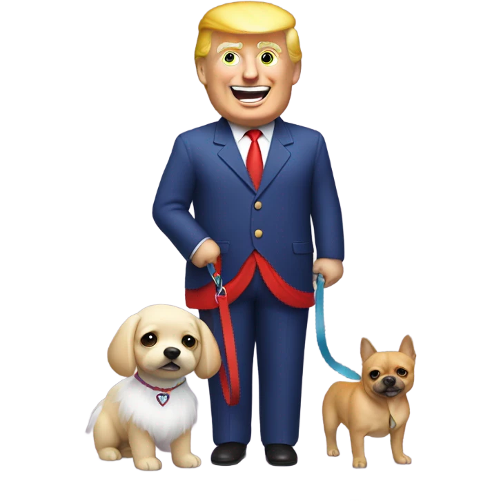 trump in a tutu walking a dog emoji