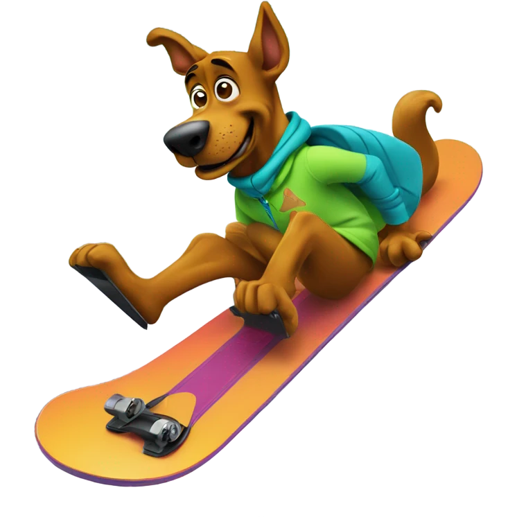 scooby doo on snowboard having fun emoji