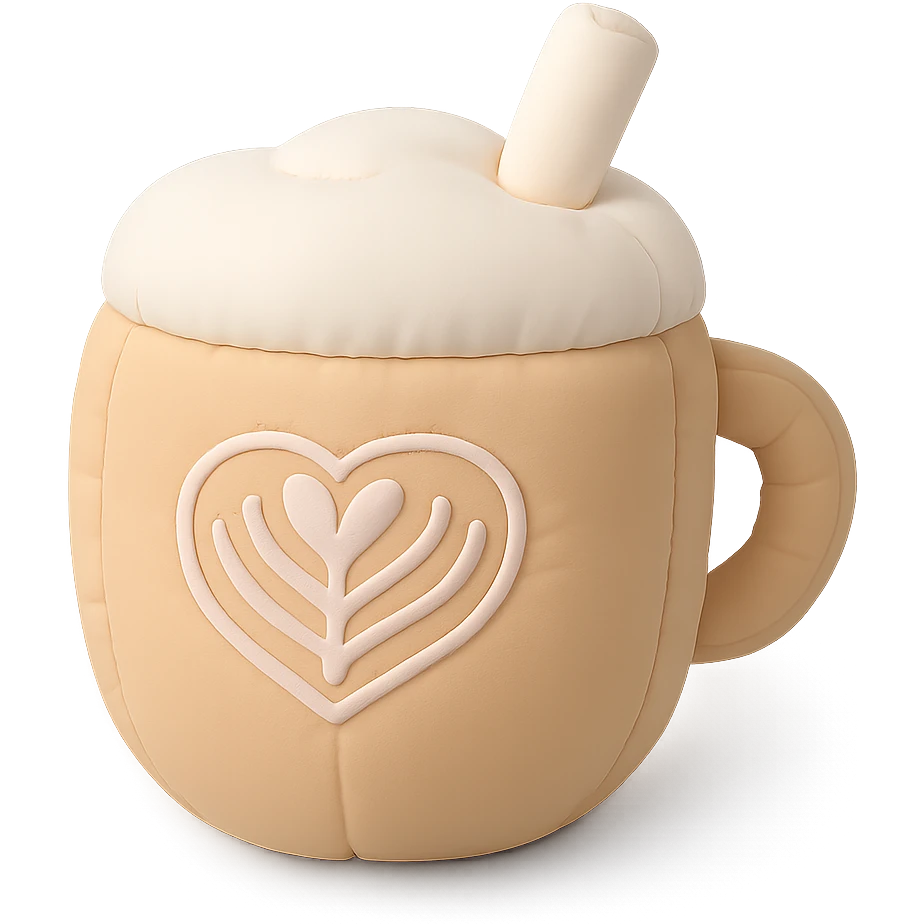coffee latte, soft and plush, pastel colors emoji