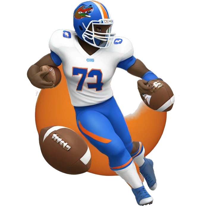 gator playing football, wearing orange and blue jersey emoji