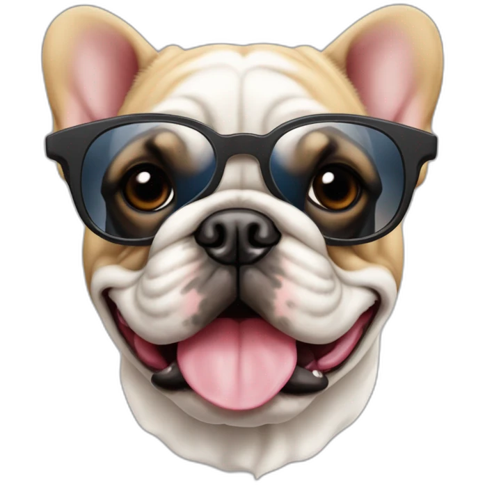 Bouledogue français avec des lunettes de soleil e emoji