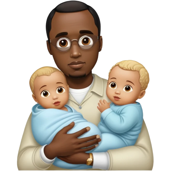 P diddy holding 2 babies emoji