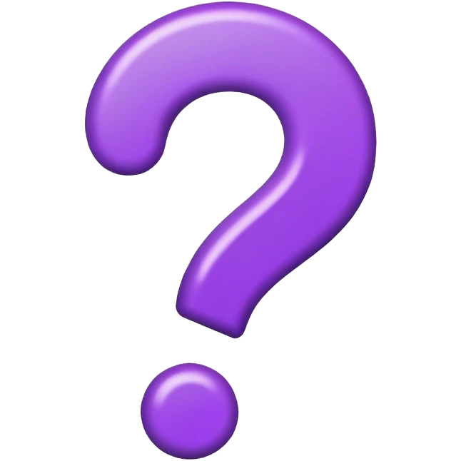 Purple question mark that is the normal emoji size and can we used on social media emoji
