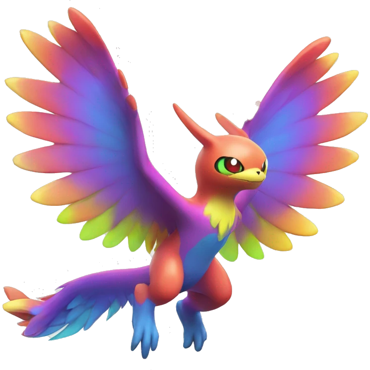 Colorful Neon Colors Vibrant Colors Flying Fakémon-Pokémon-Creature Full Body emoji