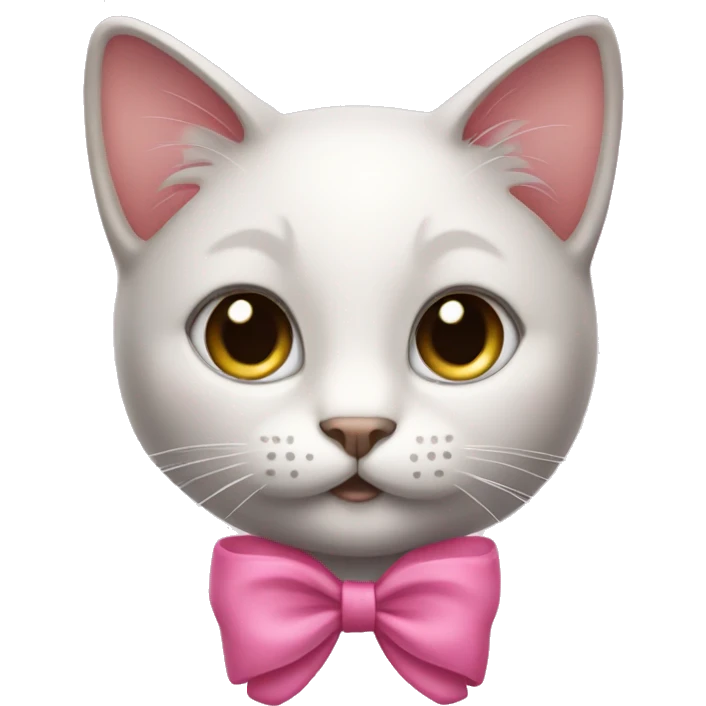 kitty with a little pink bow on right sides ear  emoji