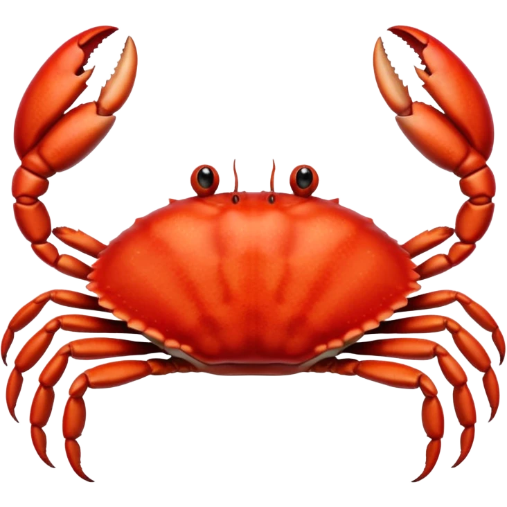 A high-resolution digital illustration of a crab, semi-realistic style. The crab is shown head on emoji