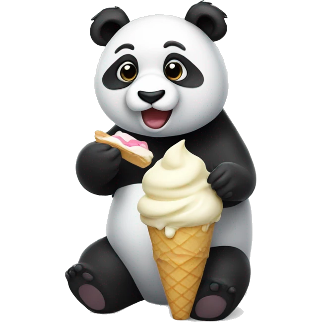 Panda eating ice cream emoji