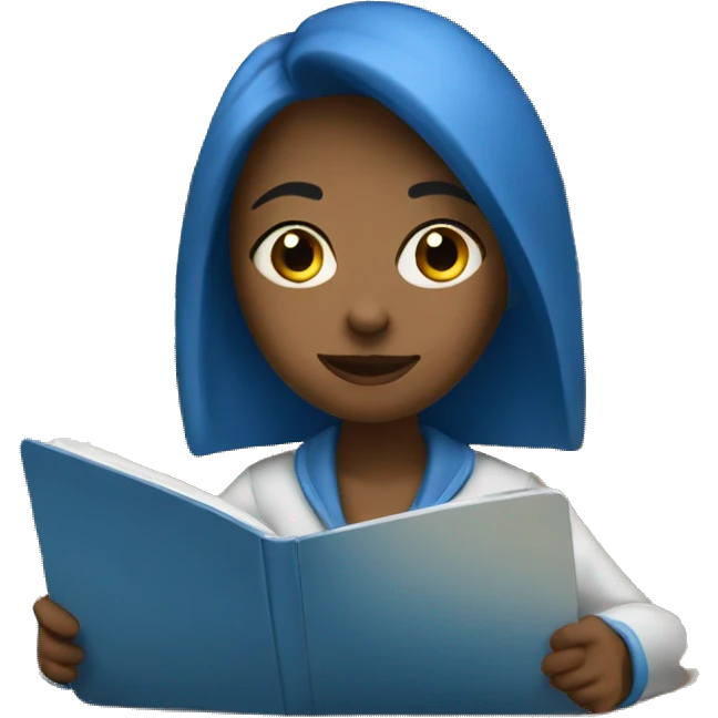 girl studying from a blue ipad  emoji