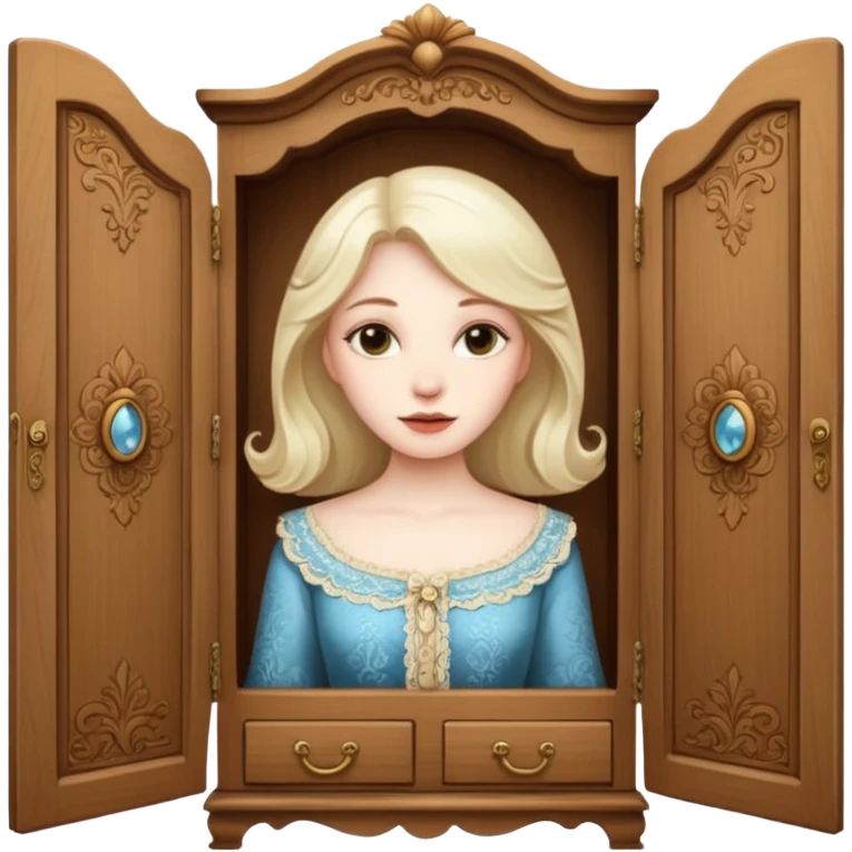 A character from the fairy tale Beauty and the Beast: the lady who was turned into a wardrobe by magic. She retains the wardrobe's original form and has an anthropomorphic face. emoji