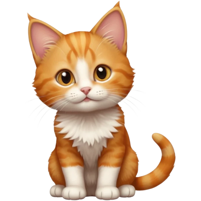 A high-resolution photo-realistic digital illustration of a ginger tabby cat kitten, chest upward emoji