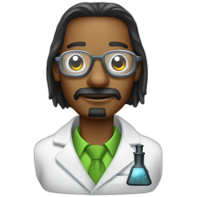 scientist looking like snoop dogg using laser and microscope emoji