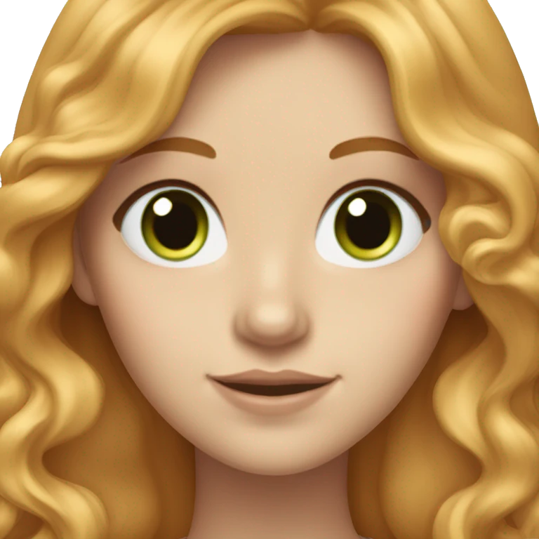 white girl with long wavy strawberry blonde hair and green eyes emoji