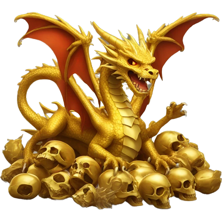 Golden dragon hoarding skulls emoji
