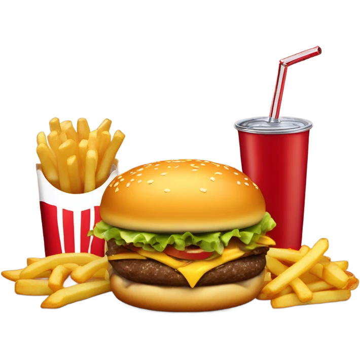 1950s Cheeseburger, French fries, and a coke emoji