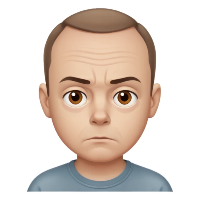 Carl from Sling Blade, serious expression, recognizable features, neutral background emoji