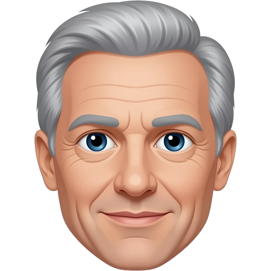 Jeffrey Epstein with grey hair and dark blue eyes. No body just head emoji