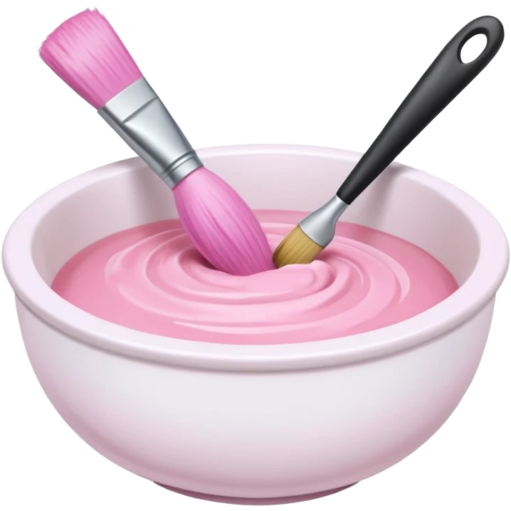 bowl of pastel pink hair dye with a brush beside it emoji