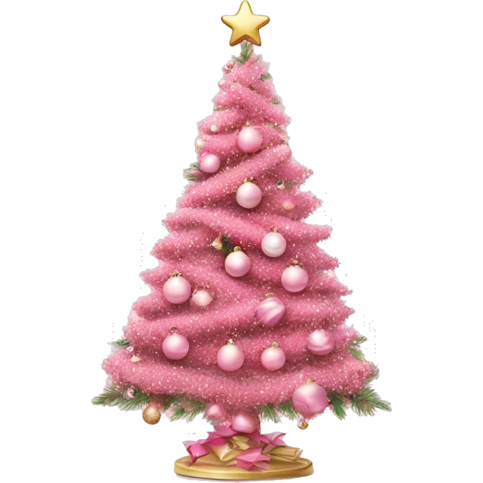 Beautifully decorated pink Christmas tree ￼ emoji