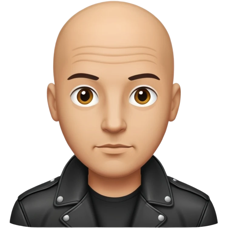 bald man wearing black leather jacket emoji