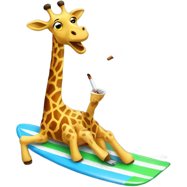 Giraffe surfing while smoking cigarette  emoji