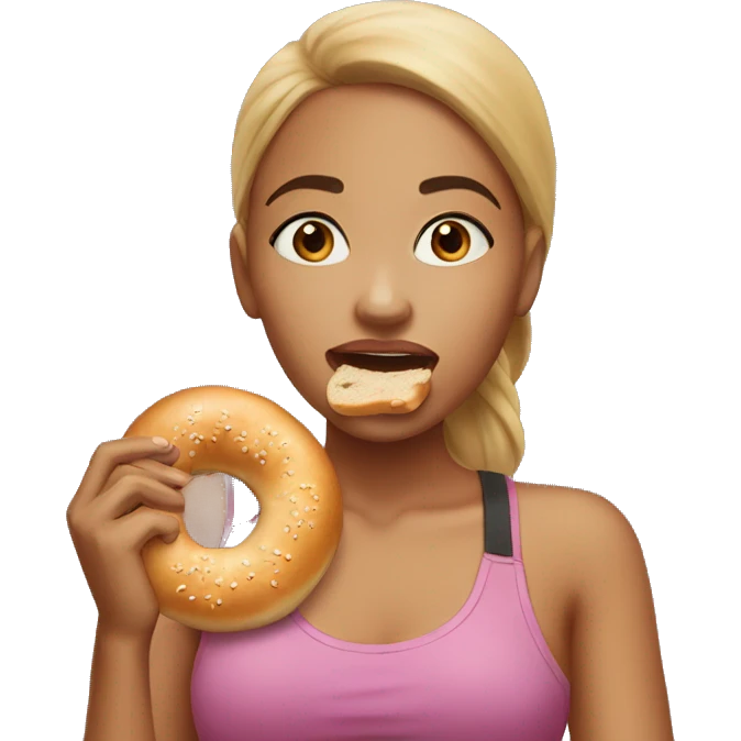 Girl eating bagel  emoji