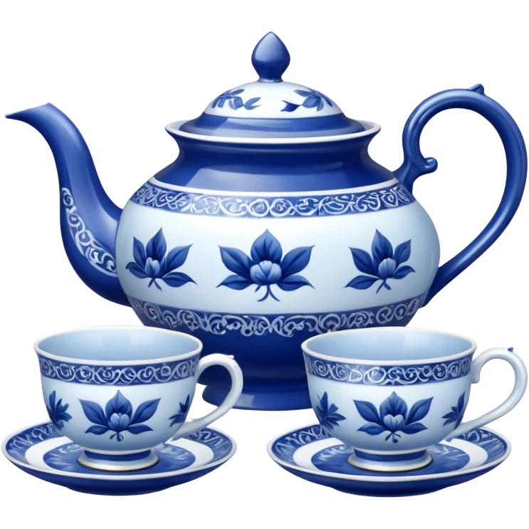 blue porcelain tea set  emoji