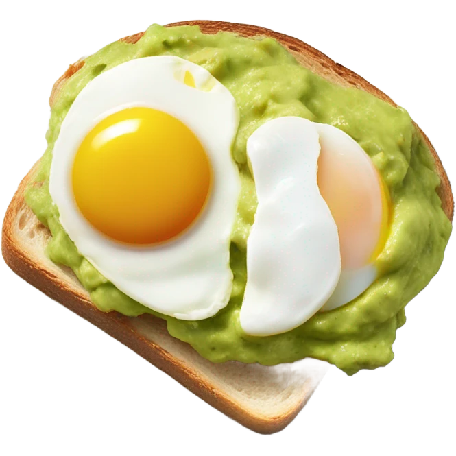 Guacamole spread on toast with over easy egg on top emoji