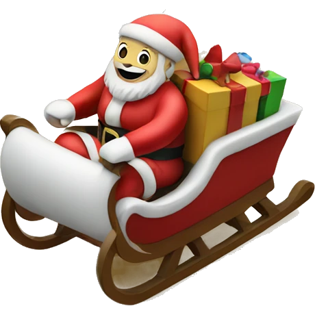 Santa riding sleigh on a beach emoji