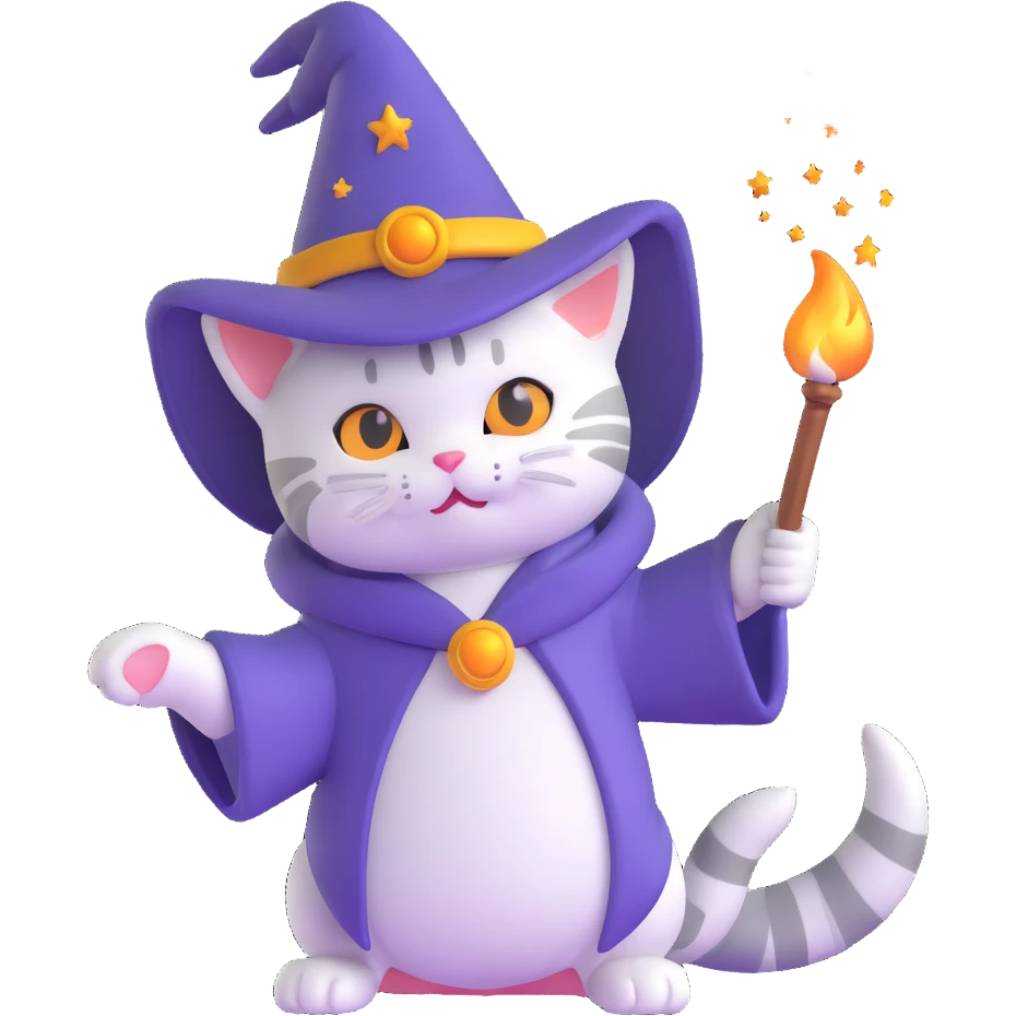 kitty wizard casting a spell emoji