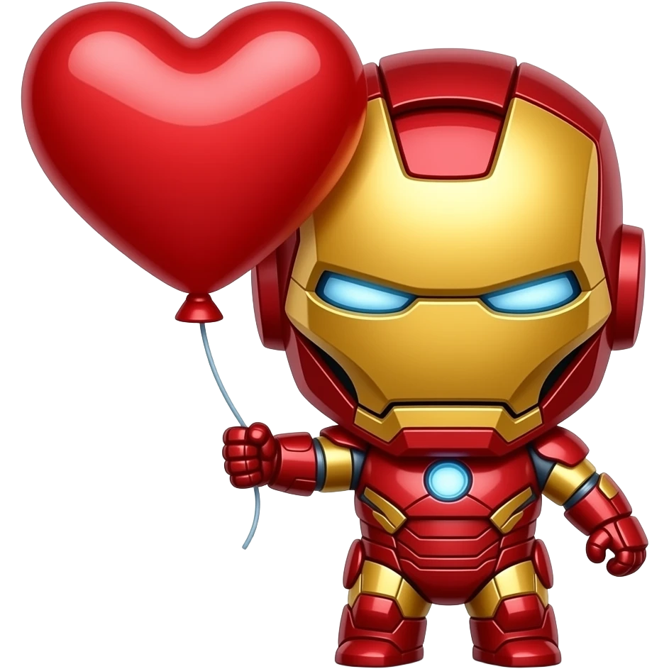 Iron Man chibi cute with heart balloon emoji