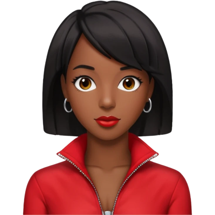 Kelly Rowland black short hair, red outfit emoji