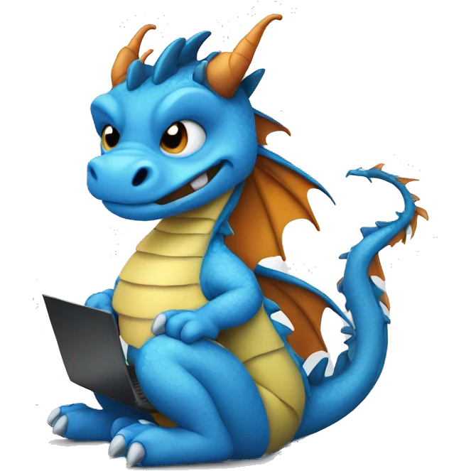 blue dragon with laptop emoji