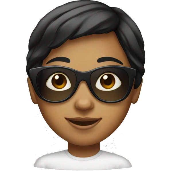 black haired girl smiling with sunglasses  emoji
