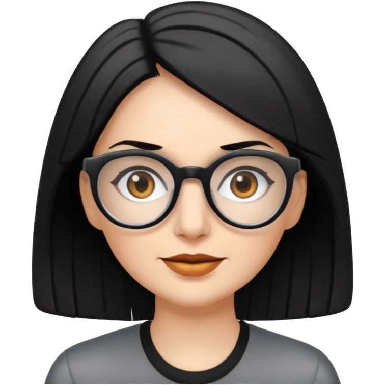 My Sexy wife. black hair, and awesomeness. She has some gray hair. she's super cute. She has brown eyes and is white. Graying hair. Gray hair and glasses emoji