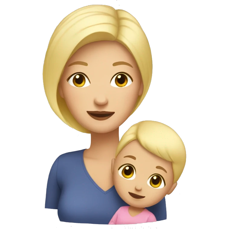 Blonde short hair mom with baby girl emoji