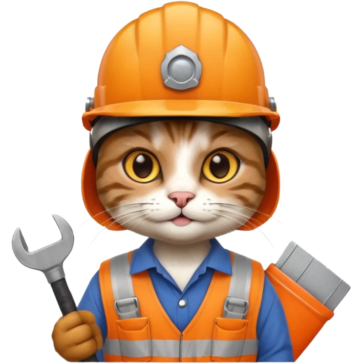 cat, handyman Outfit, wearing a Helmet emoji