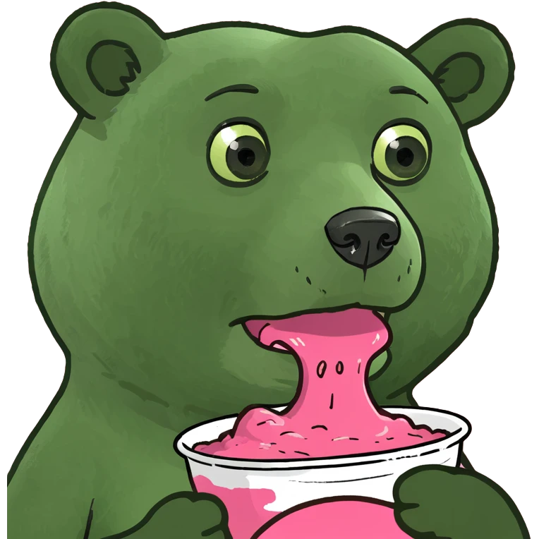 girl bear eating pink slop emoji