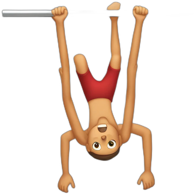 boys have figure is performed on a pull-up bar from an inverted hang until the body is completely horizontal and straight with the front of the body facing upwards emoji