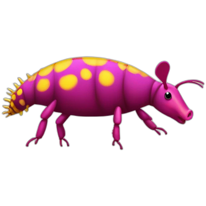 Magenta pig armadillo cow centipede insect with yellow and black spots gradient mottled emoji