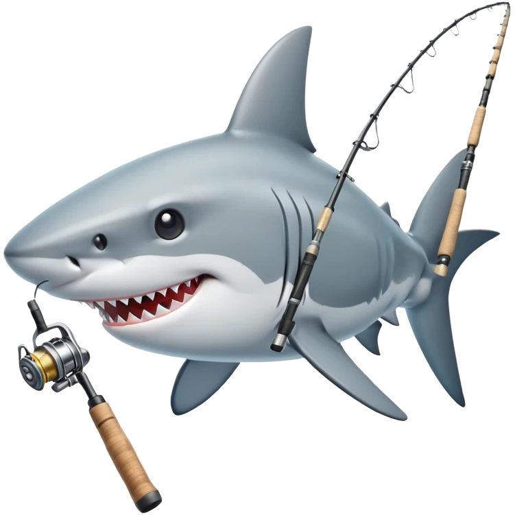 A shark with a fishing rod  emoji