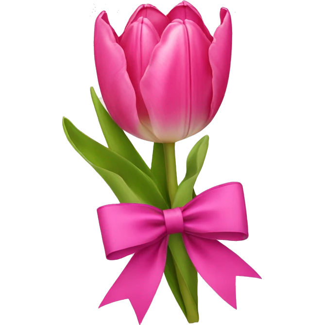 Pink tulips with a bow emoji
