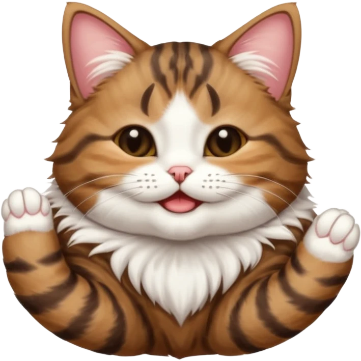 dark brown tabby and white cat in funny positions upside down with eyes closed emoji