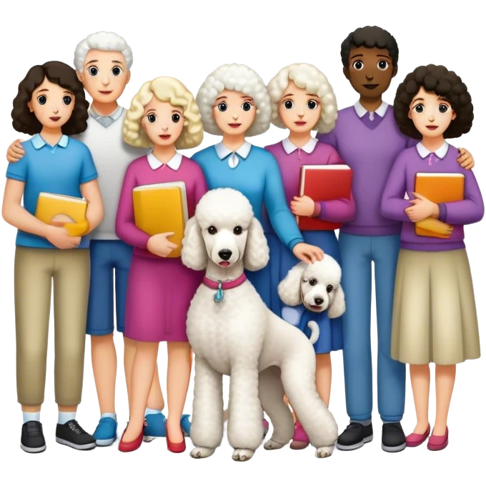 Four families and a white standard poodle emoji