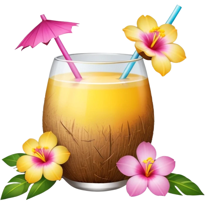 Coconut drink with flowers emoji