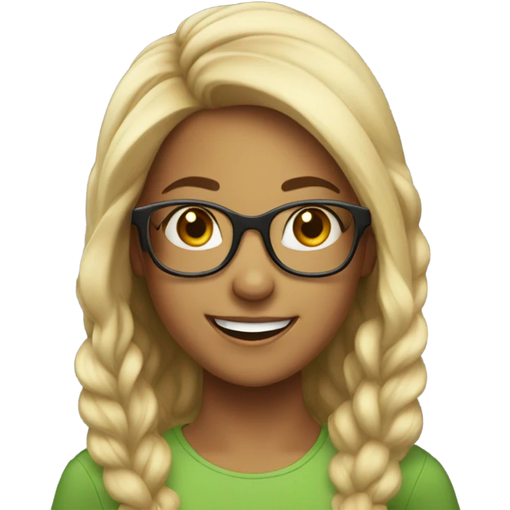 happy girl with glasses emoji