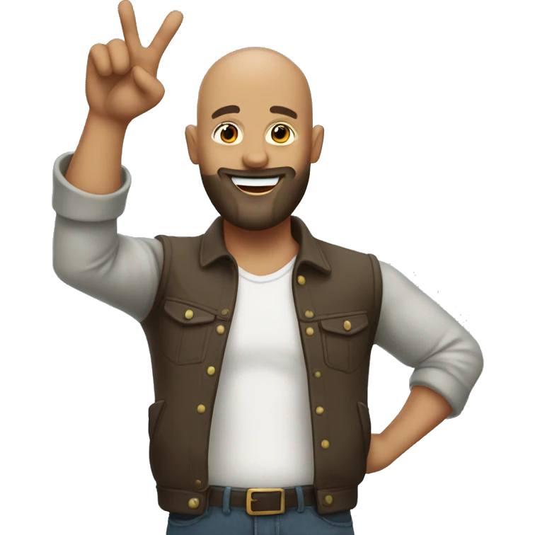 handsome bald guy with beard giving hang loose sign emoji