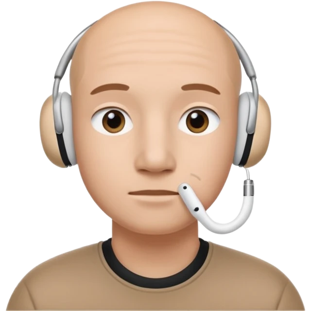 A face exactly like this « 😶 » and wearing airpods max emoji