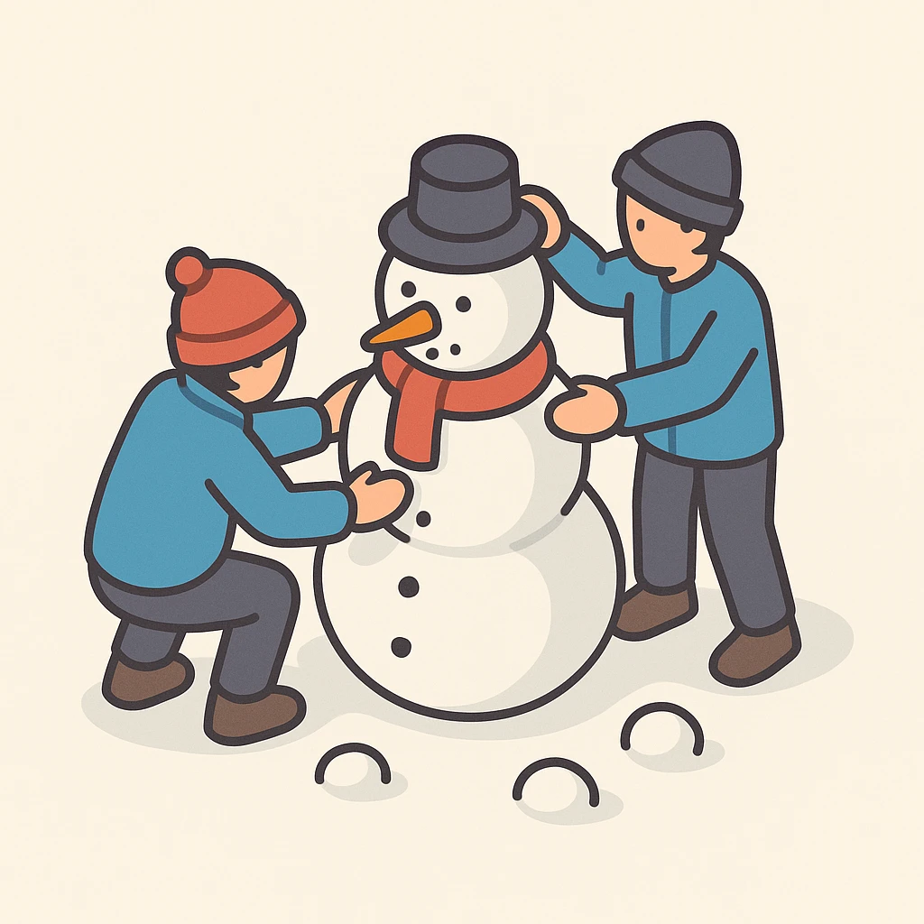 people making a snowman emoji